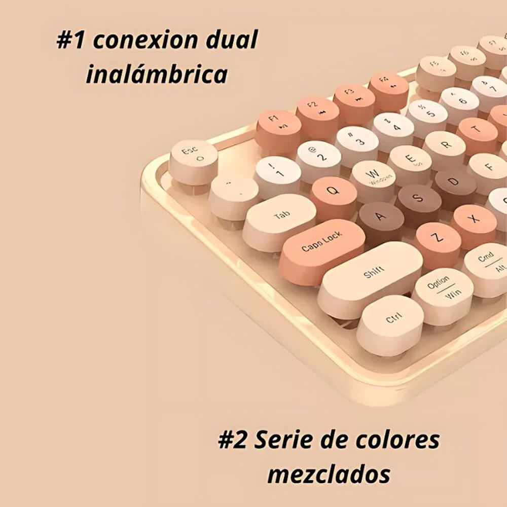 Teclado + Mouse Inalámbrico Lapiz Labial Retro Mujer image number 4.0