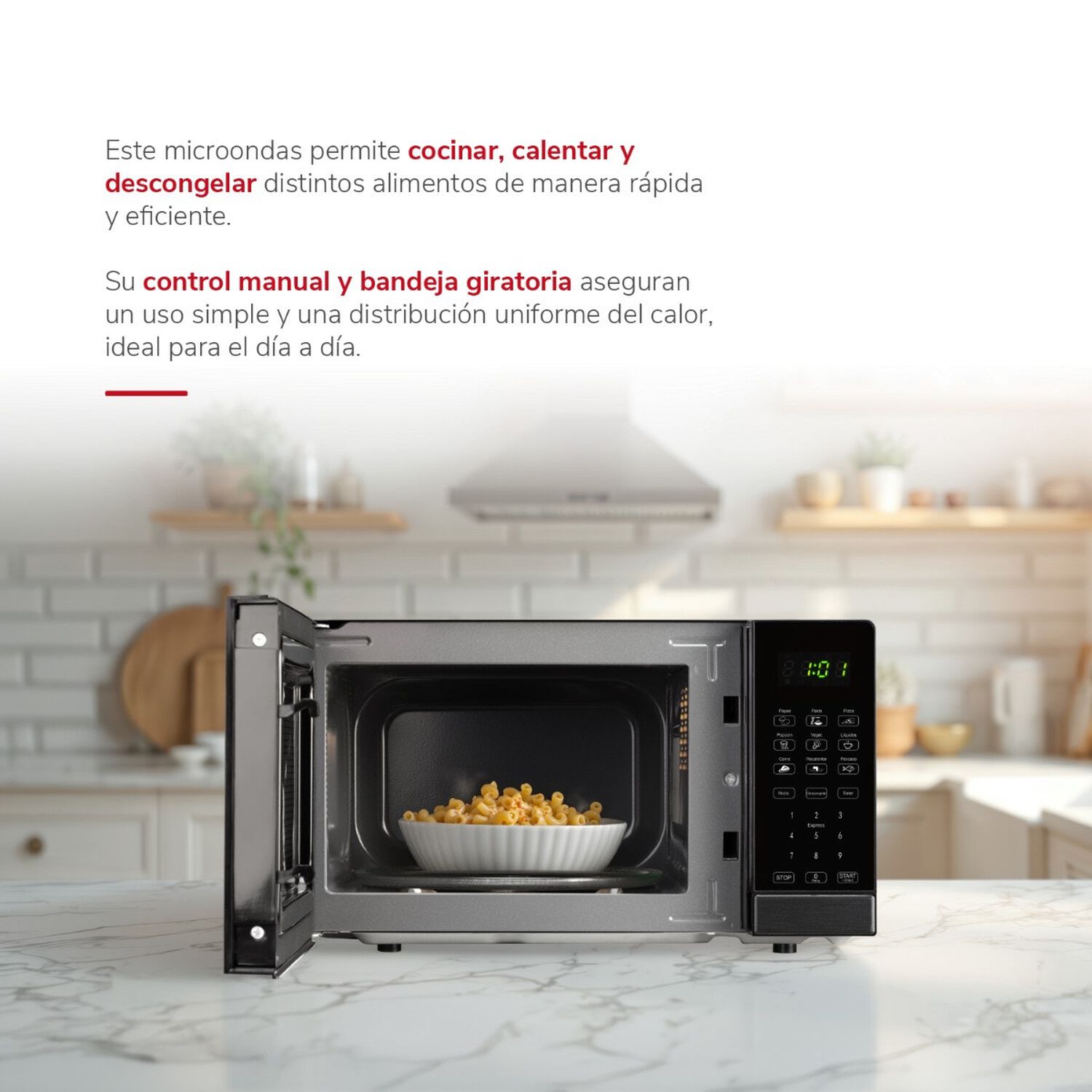 Microondas Digital Thomas Thmw20dn Heattouch 20 Litros 700w Microondas De Mesa Pantalla Touch 10 Niveles De Potencia Programas Autom&aacute;ticos Descongelad image number 2.0