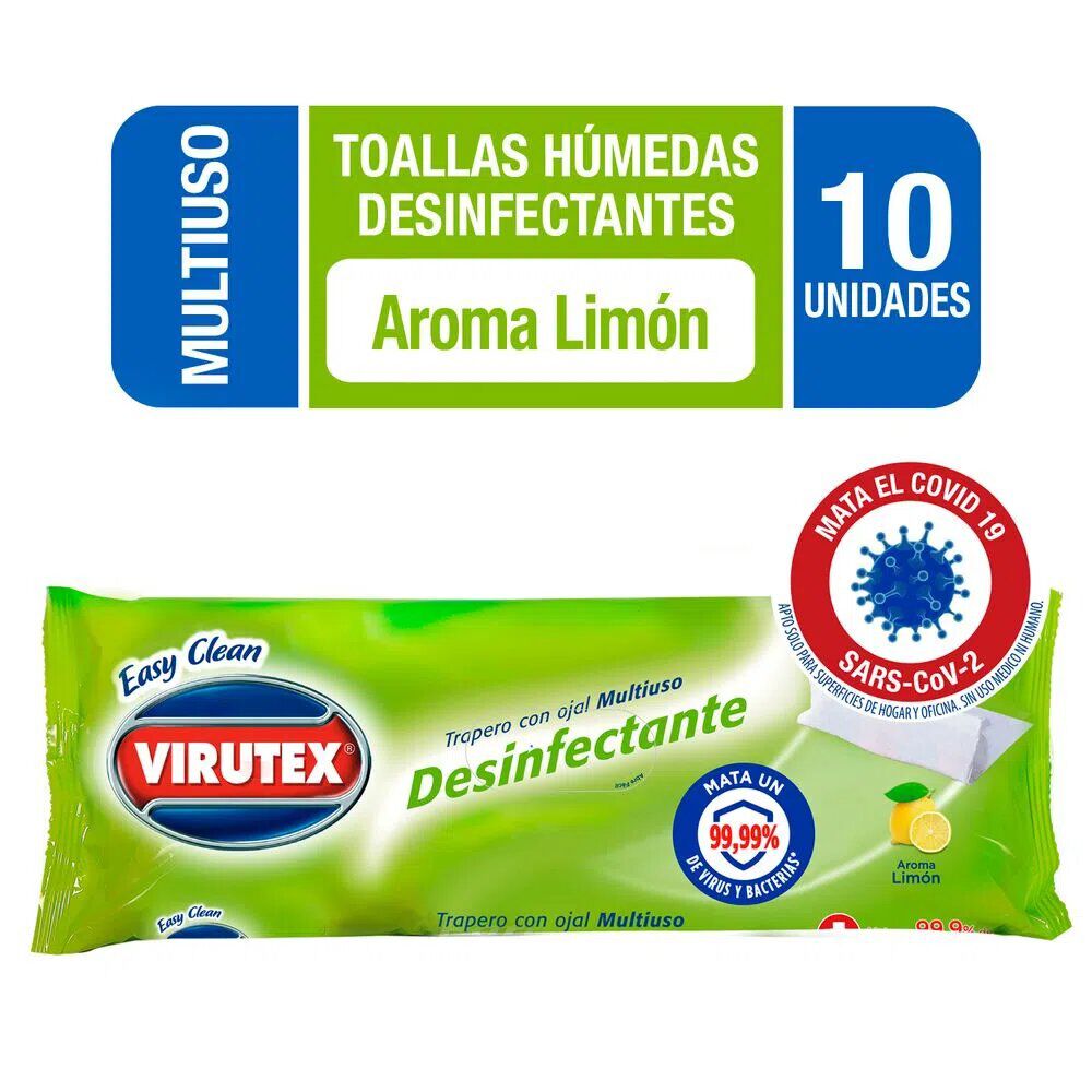 Trapero Húmedo Desechable Desinfectante Limón 10un. - Virutex image number 0.0