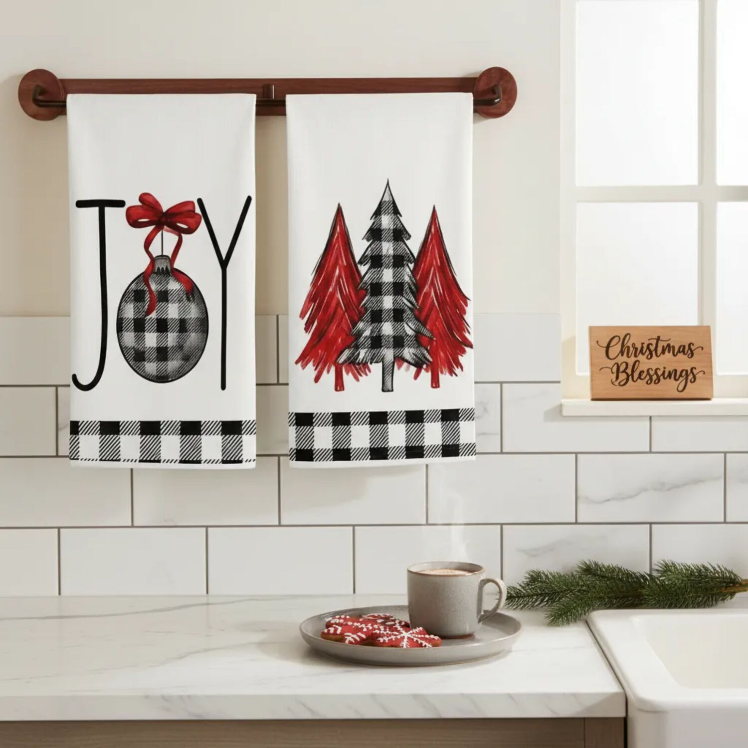 Set 2 Pa&ntilde;os De Cocina Navide&ntilde;os 45 70 Cm Christmas Joy R image number 3.0