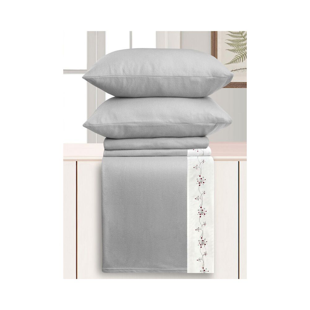 Sabana Andes Polar Bordado Flor Gris 2 Pl image number 1.0