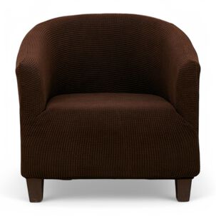  Funda Para Poltrona Elasticada Tela Cuadrille Texturizada Color Café Oscuro