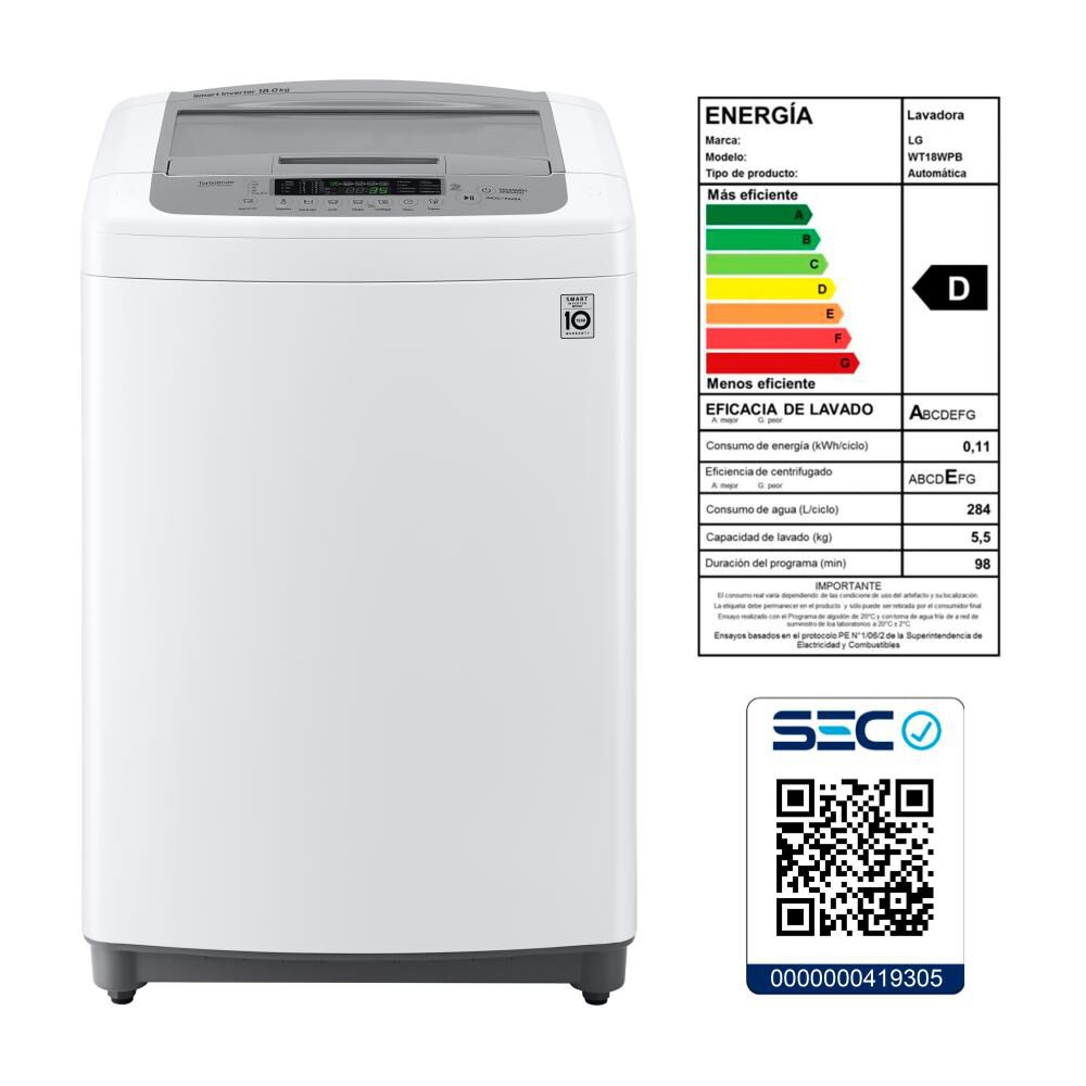Lavadora LG WT18WPB / 18 Kg image number 13.0