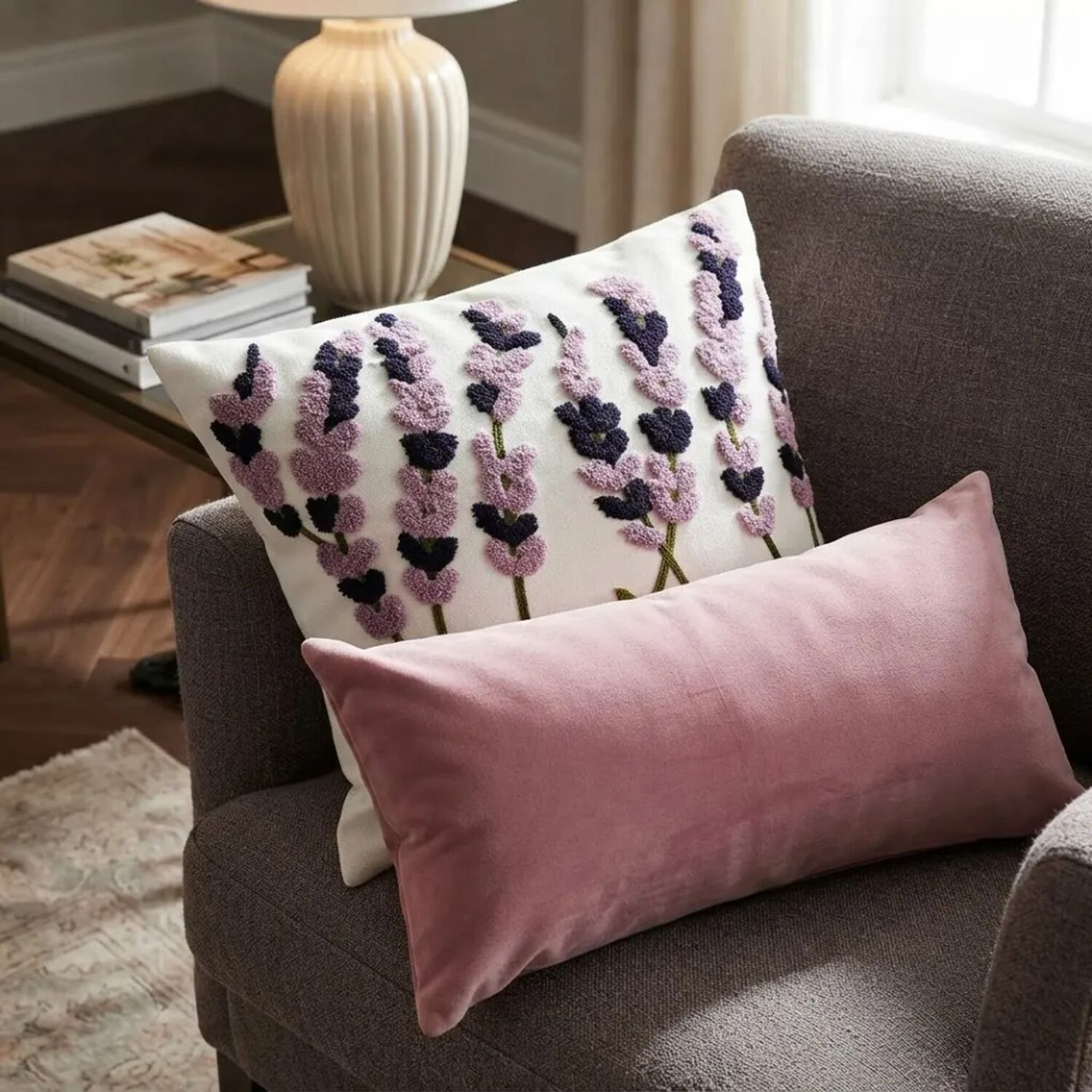 Set De 4 Cojines Decorativos Jard&iacute;n Lavanda Ros&eacute; image number 2.0