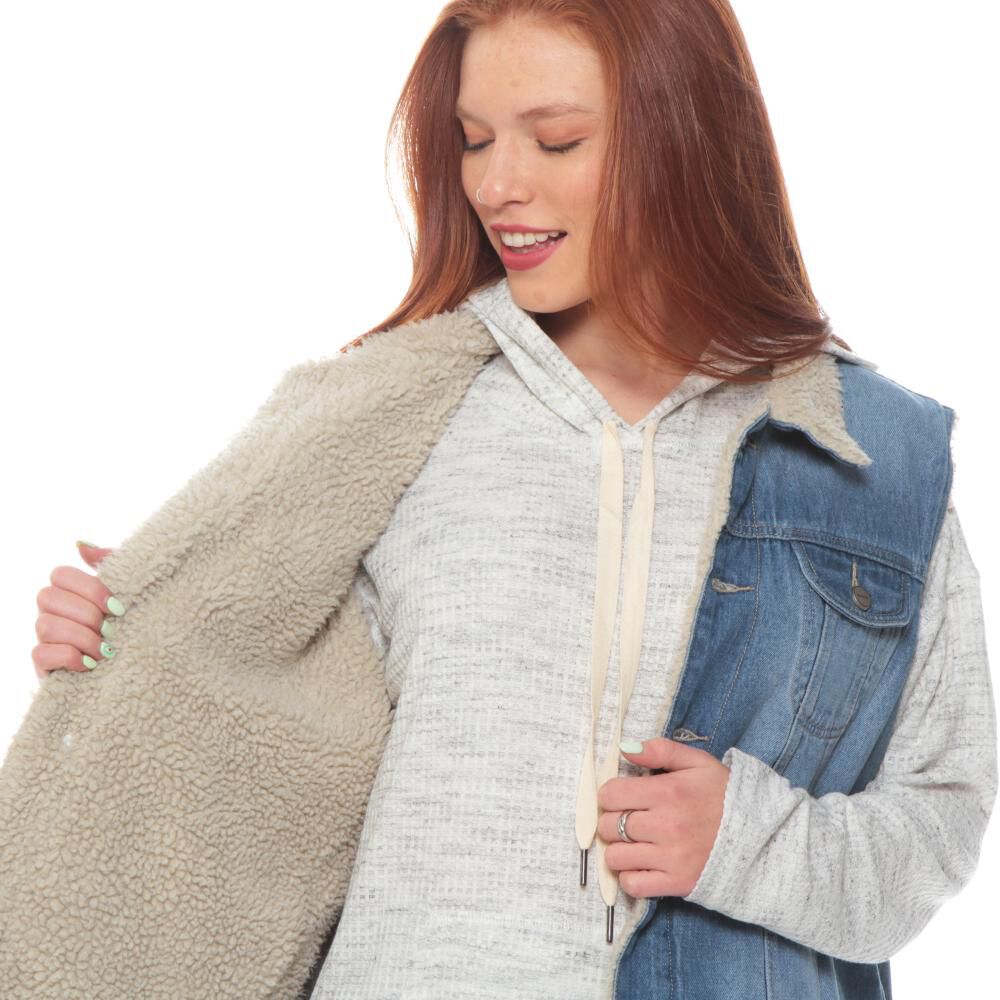 Chaqueta Denim Sin Mangas Con Forro Imitaci&oacute;n Chiporro Mujer Wados image number 2.0