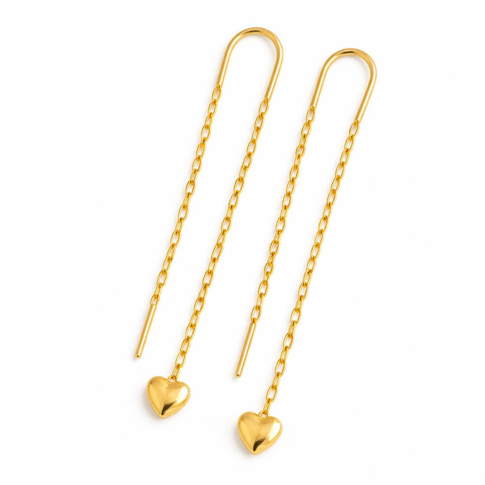 Aros Cadena Coraz&oacute;n Oro 18k 3cm Colgantes 1.5gr Mujer Elegantes Regalo image number 0.0