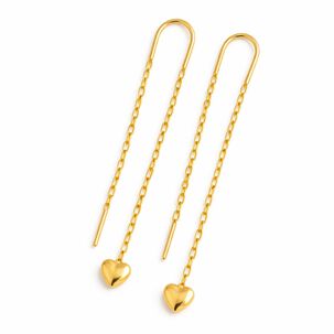 Aros Cadena Coraz&oacute;n Oro 18k 3cm Colgantes 1.5gr Mujer Elegantes Regalo