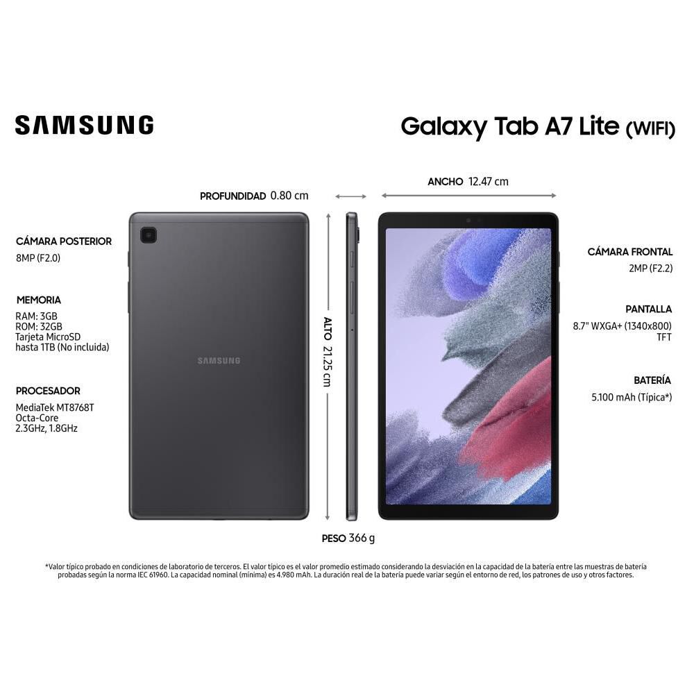 Tablet 8.7" Samsung Galaxy Tab A7 Lite / 3 GB RAM /  32 GB image number 3.0