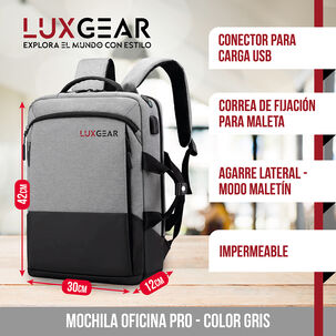 Mochila Notebook Oficina Luxgear Urbantech Impermeable - Gris