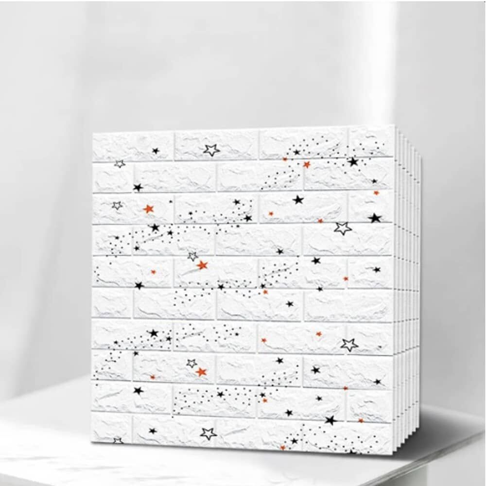 Pack 10 Lamina Papel Mural Autoadhesivo 3d Estrellas image number 4.0