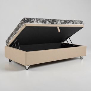 Cama Baul 1.5 Plaza L190 Cm + Colchon Modelo Ideal / Con Ruedas Deluxe (beige)