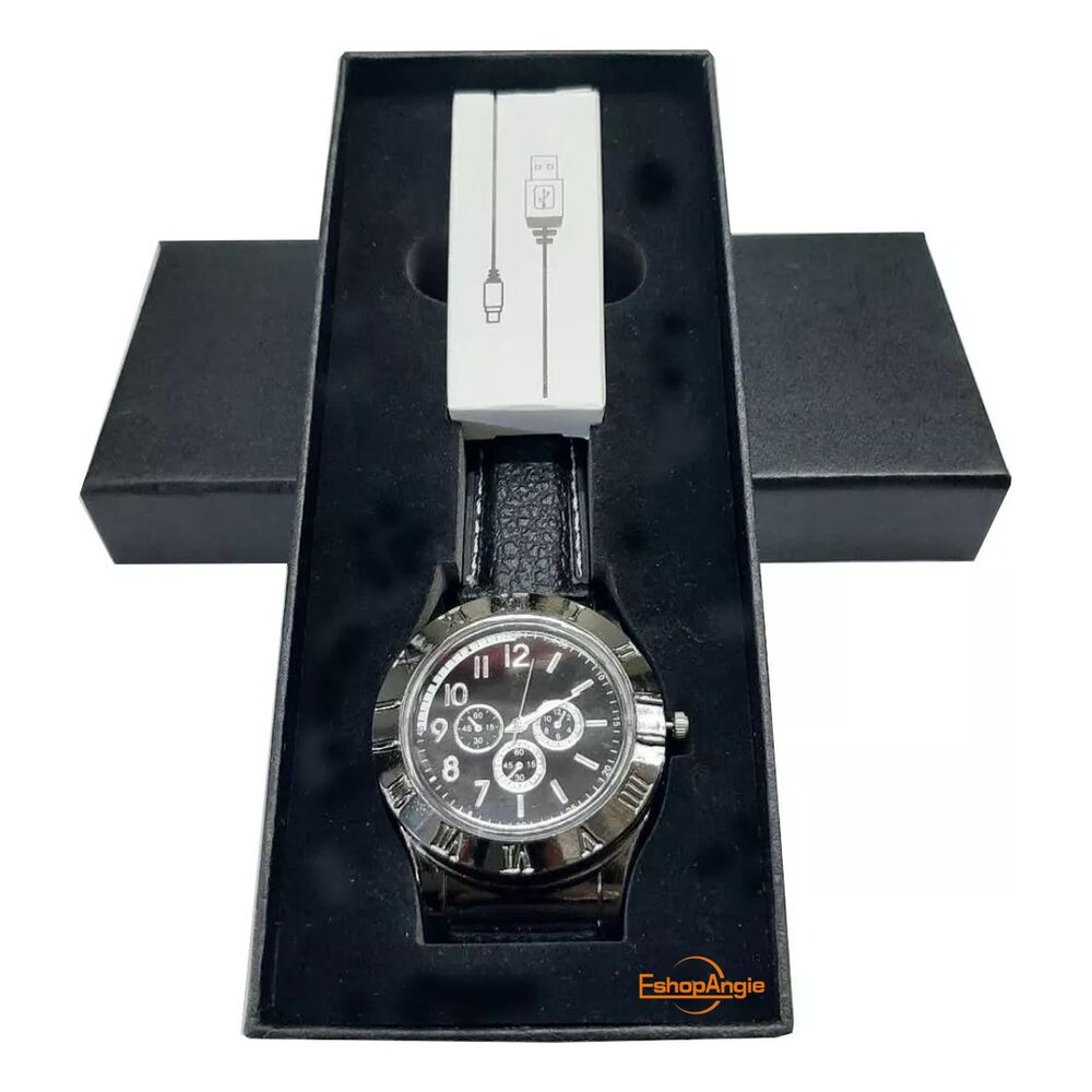 Reloj Hombre Pulsera Encendedor Recargable Correa Negra image number 5.0