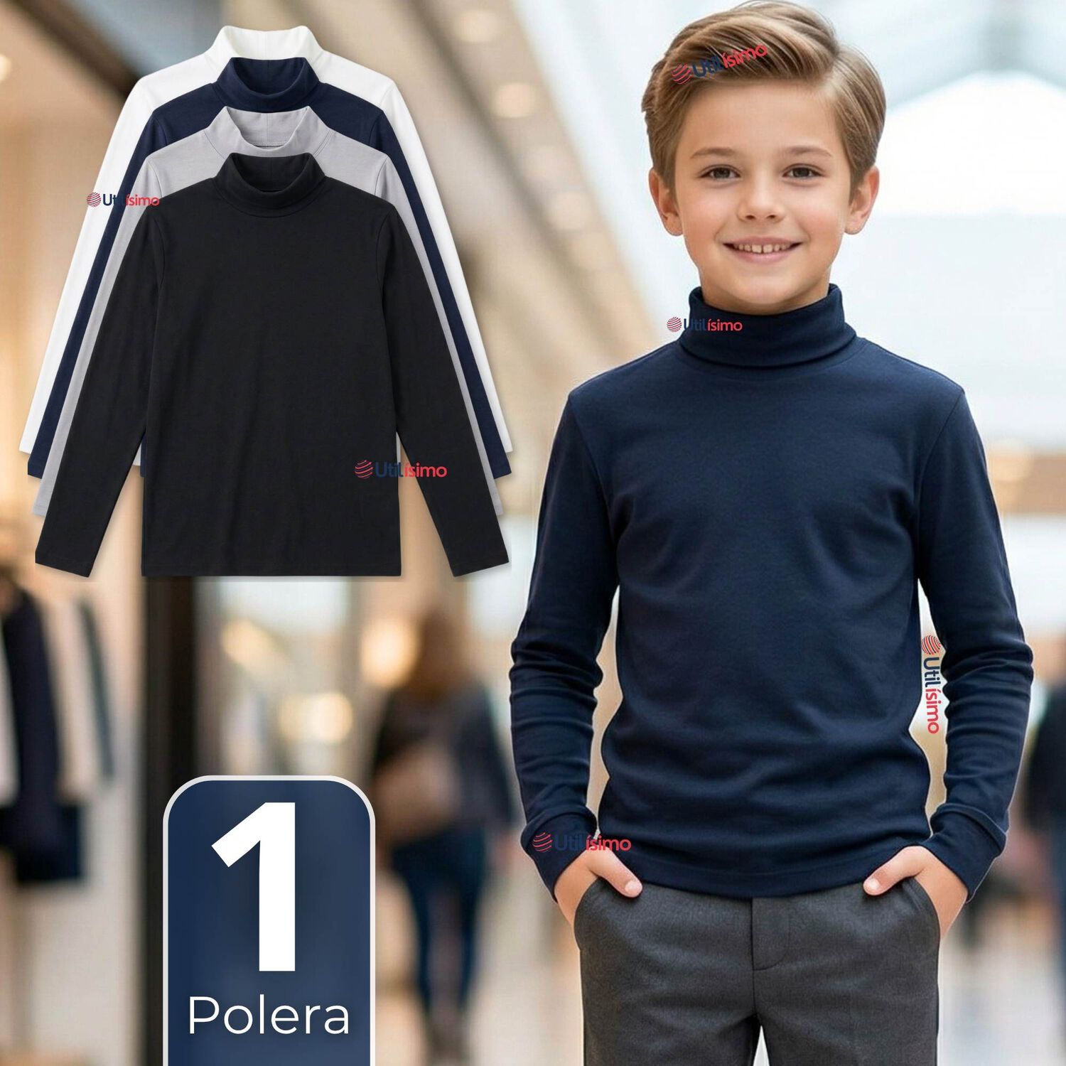 Polera Camiseta Polar Primera Capa Beatle Manga Larga Colores Surtido Niño