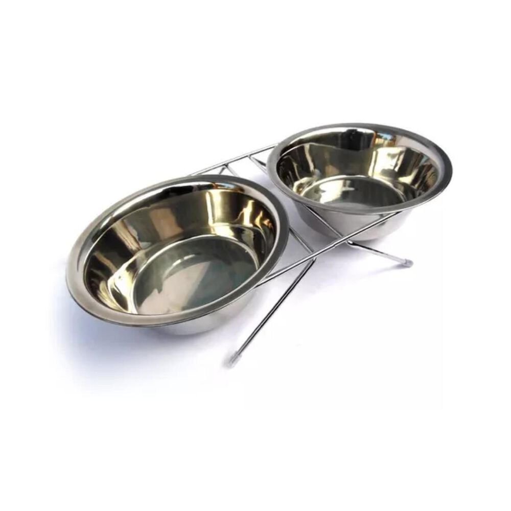 Set 2 Platos De Alimento Y Agua Para Mascotas Con Base Aluminio image number 2.0