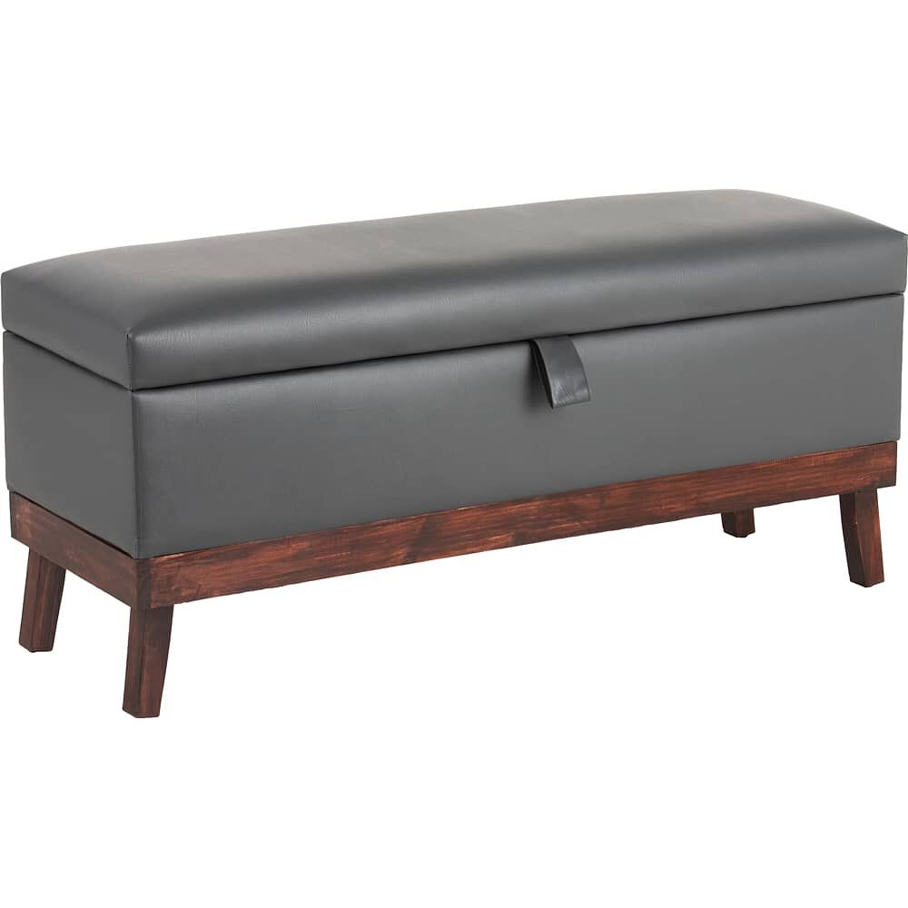 Banqueta Con Ba&uacute;l Incy Gris Eco Cuero 120x40x50 Cm M&aacute;xima Design image number 1.0