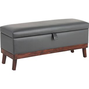 Banqueta Con Ba&uacute;l Incy Gris Eco Cuero 120x40x50 Cm M&aacute;xima Design
