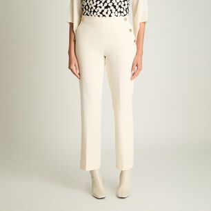 Pantalon Con Elástico En Cintura Tiro Alto Straight Mujer Lorenzo Di Pontti