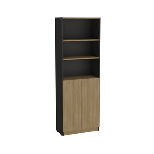 Estante Organizador 2 Puertas 180,6x62,8x29,9 Cm Negro Y Café Claro