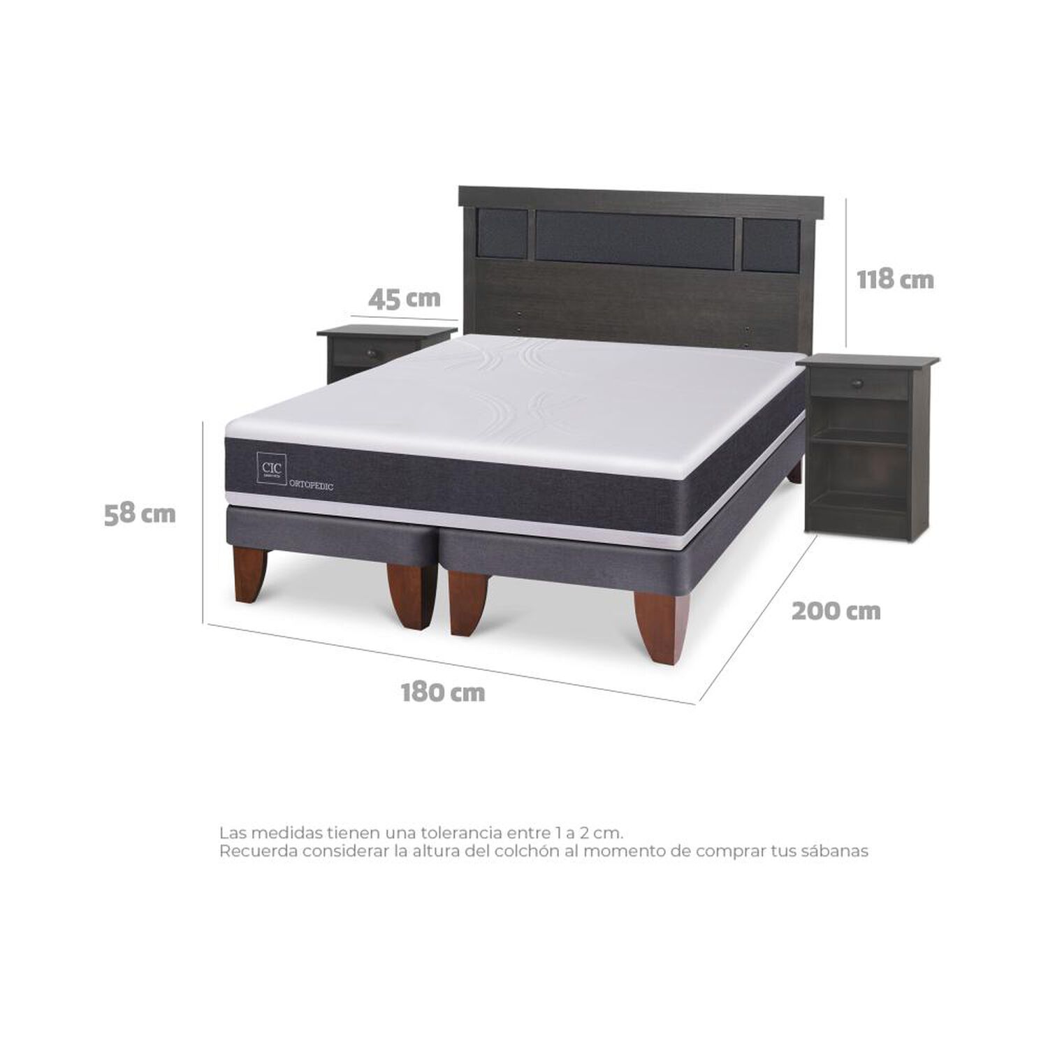 Cama Europea Cic Ortopedic / King / Base Dividida + Set De Maderas image number 3.0