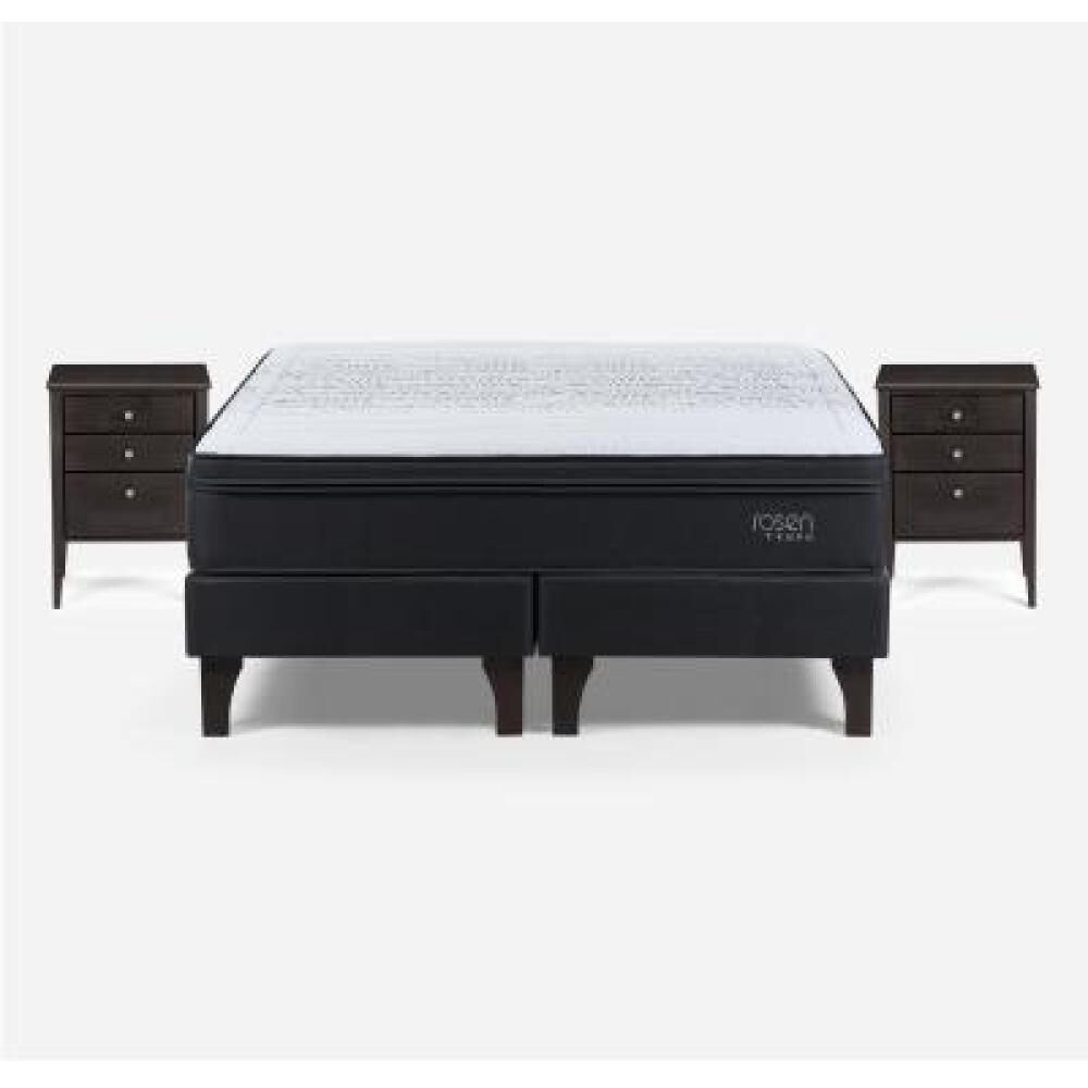 Cama Europea Rosen Tempo / 2 Plazas / Base Dividida + Velador Issey Grafito image number 5.0