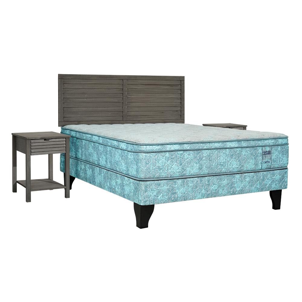 Cama Europea Celta Castello / 2 Plazas / Base Normal + Respaldo image number 0.0