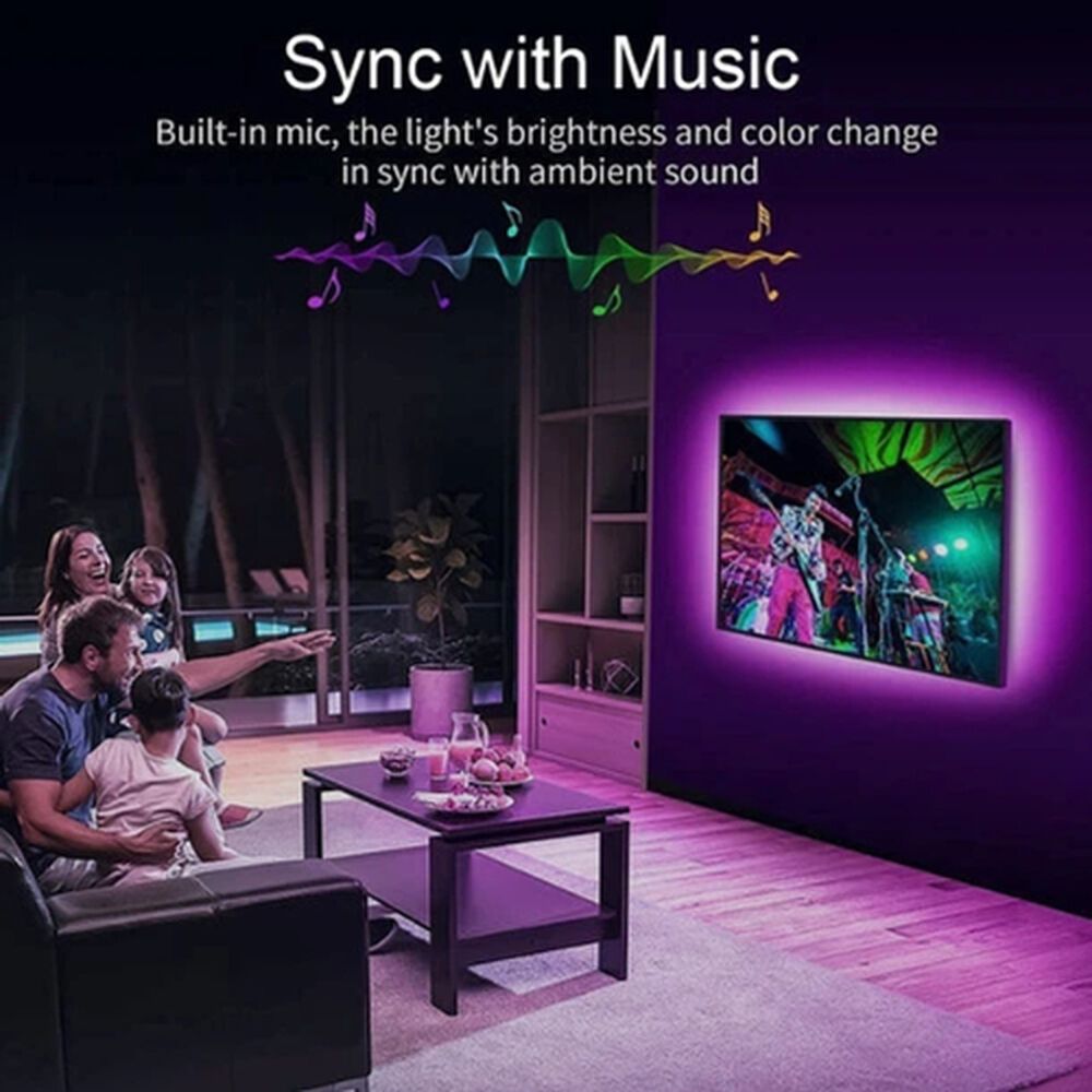 Kit De Luces De Tira Rgb Flexible, Bluetooth, Voz, Wifi 5mts image number 1.0