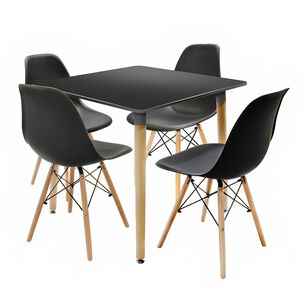 Comedor Mesa Eames Cuadrada Negra + 4 Sillas Eames Negras Comedor Mesa Eames Cuadrada Negra + 4 Sillas Eames Negras