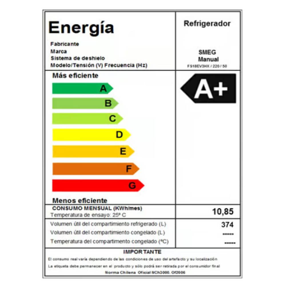 Refrigerador Combinado Fs18ev3hx 390 Lts Smeg image number 4.0