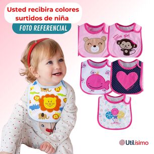 Pack 6 Baberos Impermeables Regulables Para Beb&eacute;s Jump Kids Ni&ntilde;a
