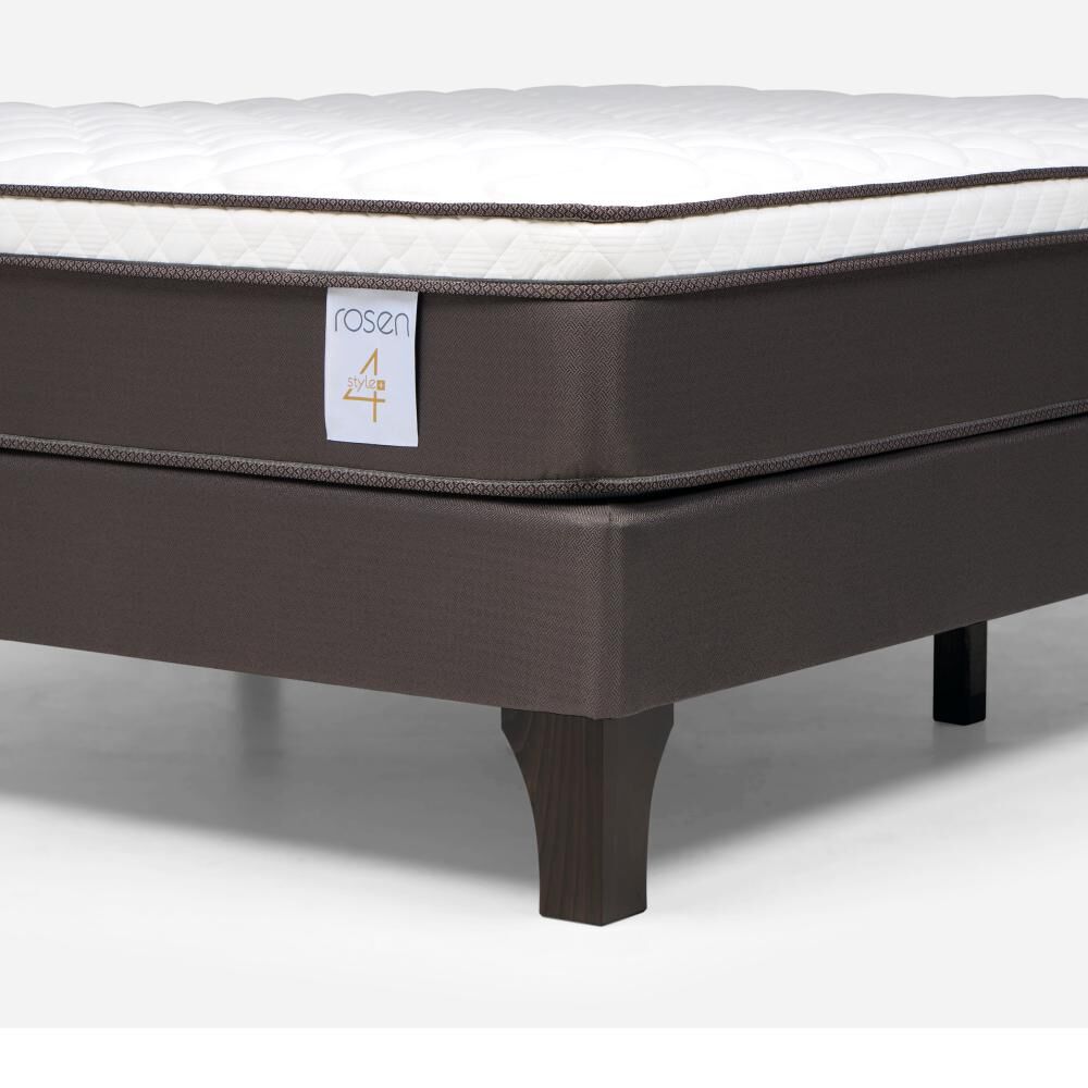 Cama Europea Rosen New Style 4 Plus / 2 Plazas / Base Normal  + Set Maderas Maurice Chocolate image number 5.0