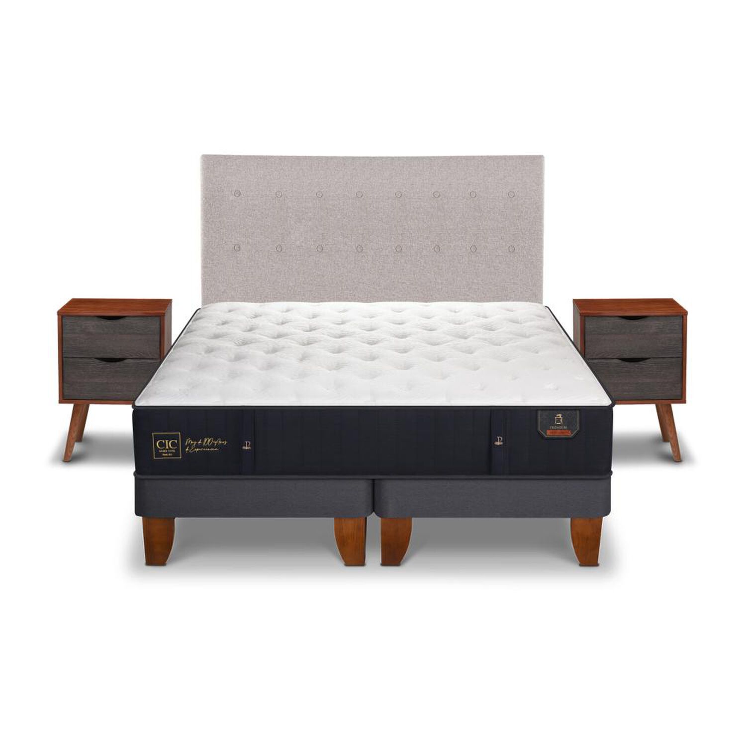 Cama Europea Cic Premium / King / Base Dividida + Set De Maderas image number 0.0