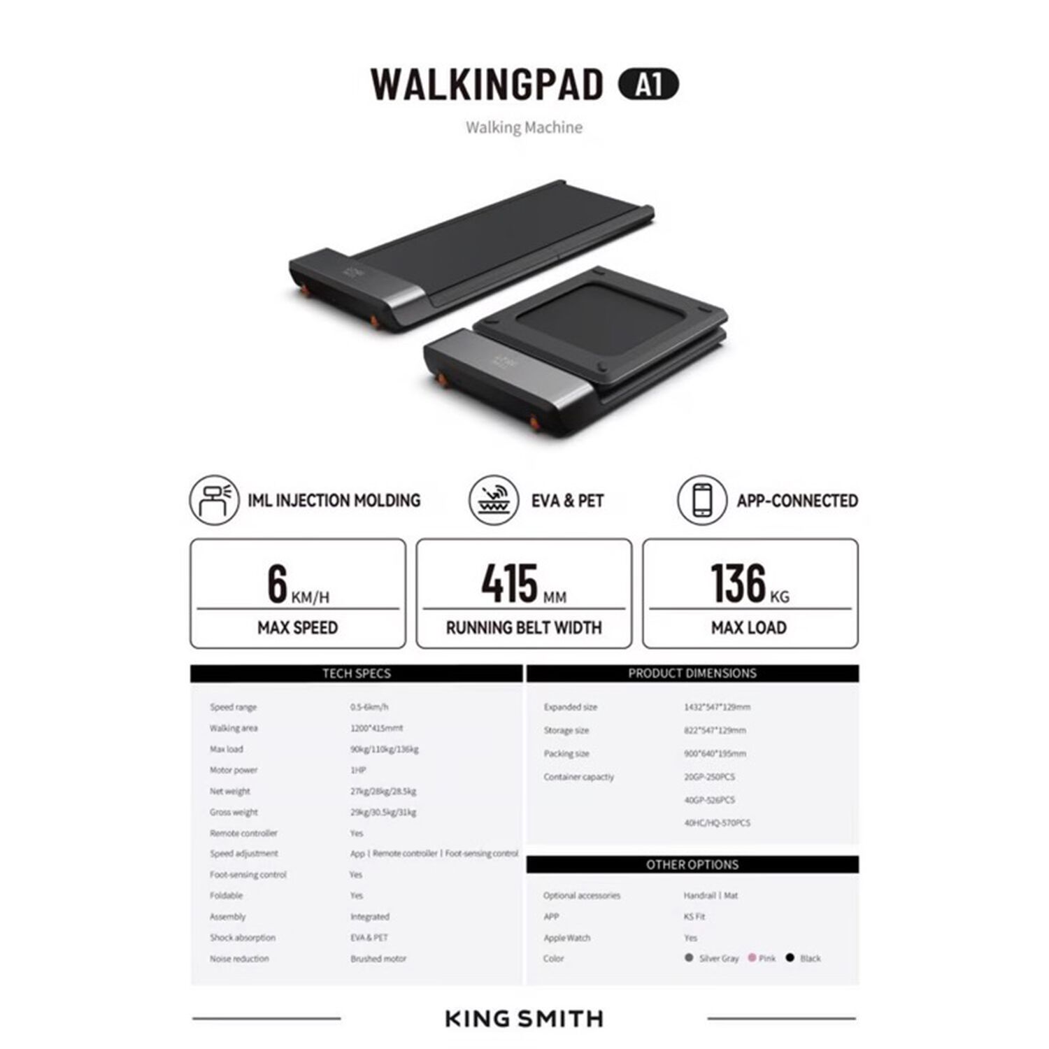 Xiaomi Kingsmith Walkingpad Caminadora A1 Pro image number 1.0