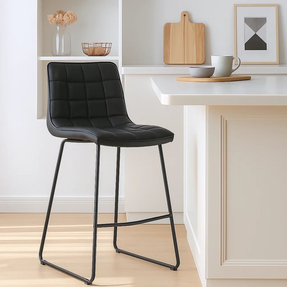 Taburete Alto Milano Cuero Sintetico Con Patas Metálicas Estilo Industrial image number 1.0