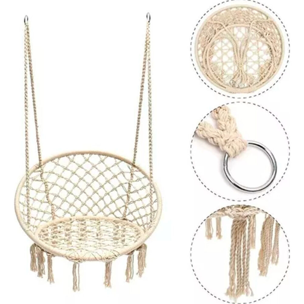 Silla Colgante Terraza Columpio Hamaca Macrame Hogar Jardin image number 3.0