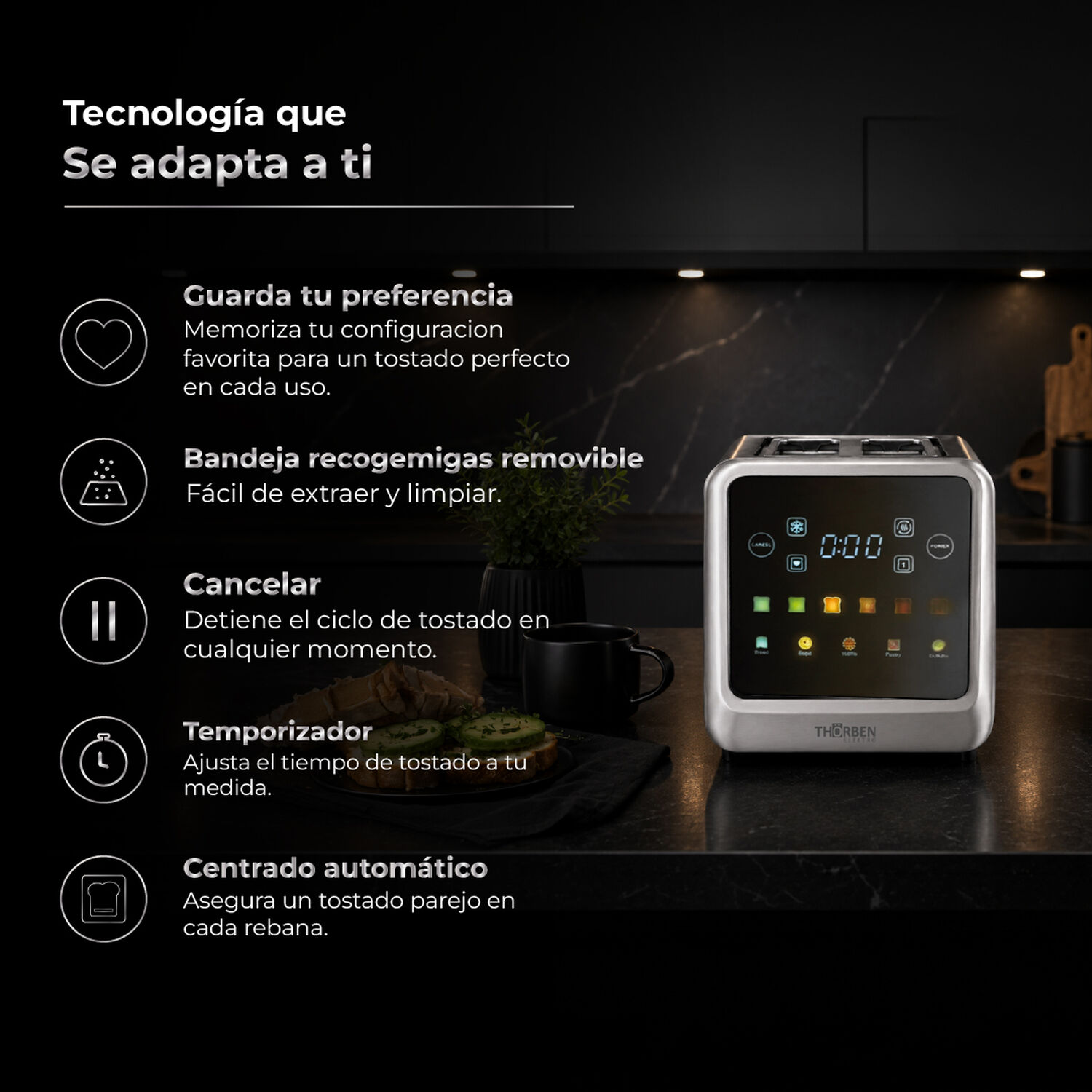 Tostador Digital Thor Digitoast 4 Rebanadas image number 2.0