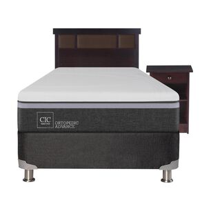 Box Spring Cic Ortopedic / 1.5 Plazas / Base Normal + Set De Maderas