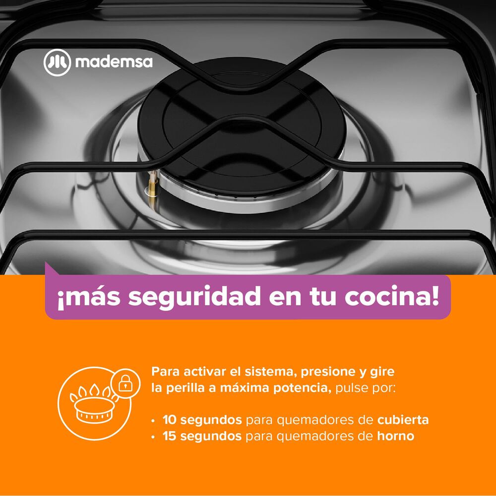 Cocina A Gas 4 Platos Limpiaf&aacute;cil Y Tapa Vidrio Fm4lp Negra image number 9.0