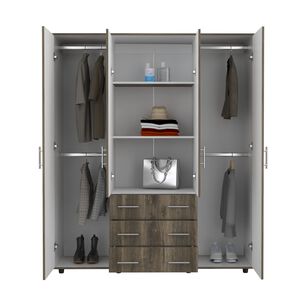 Closet 4 Puertas Caf&eacute; Oscuro Y Blanco 179x150x49,3 Cm