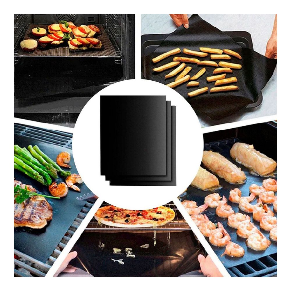 Set 2 Láminas Antiadherente Parrillas Reutilizable Negro image number 3.0