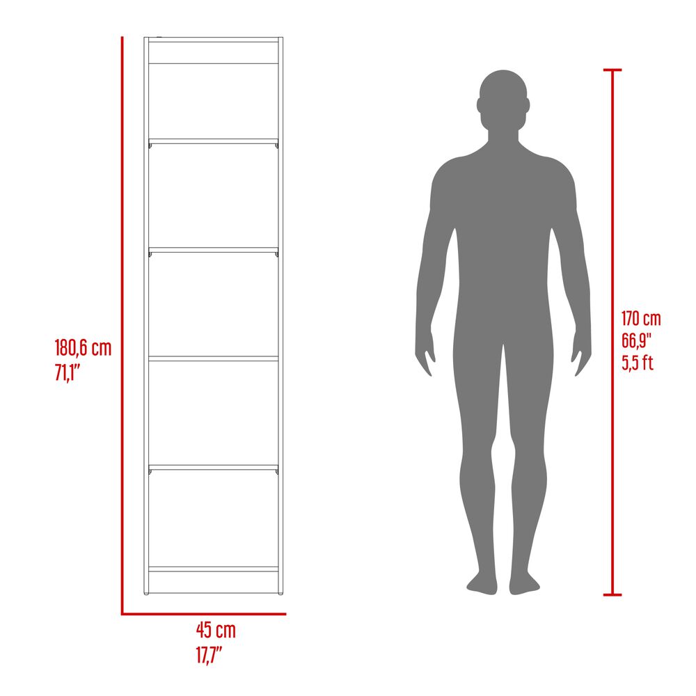 Estante Organizador 5 Niveles 180,6x45x29,9 Cm Negro Y Cafe Claro image number 6.0