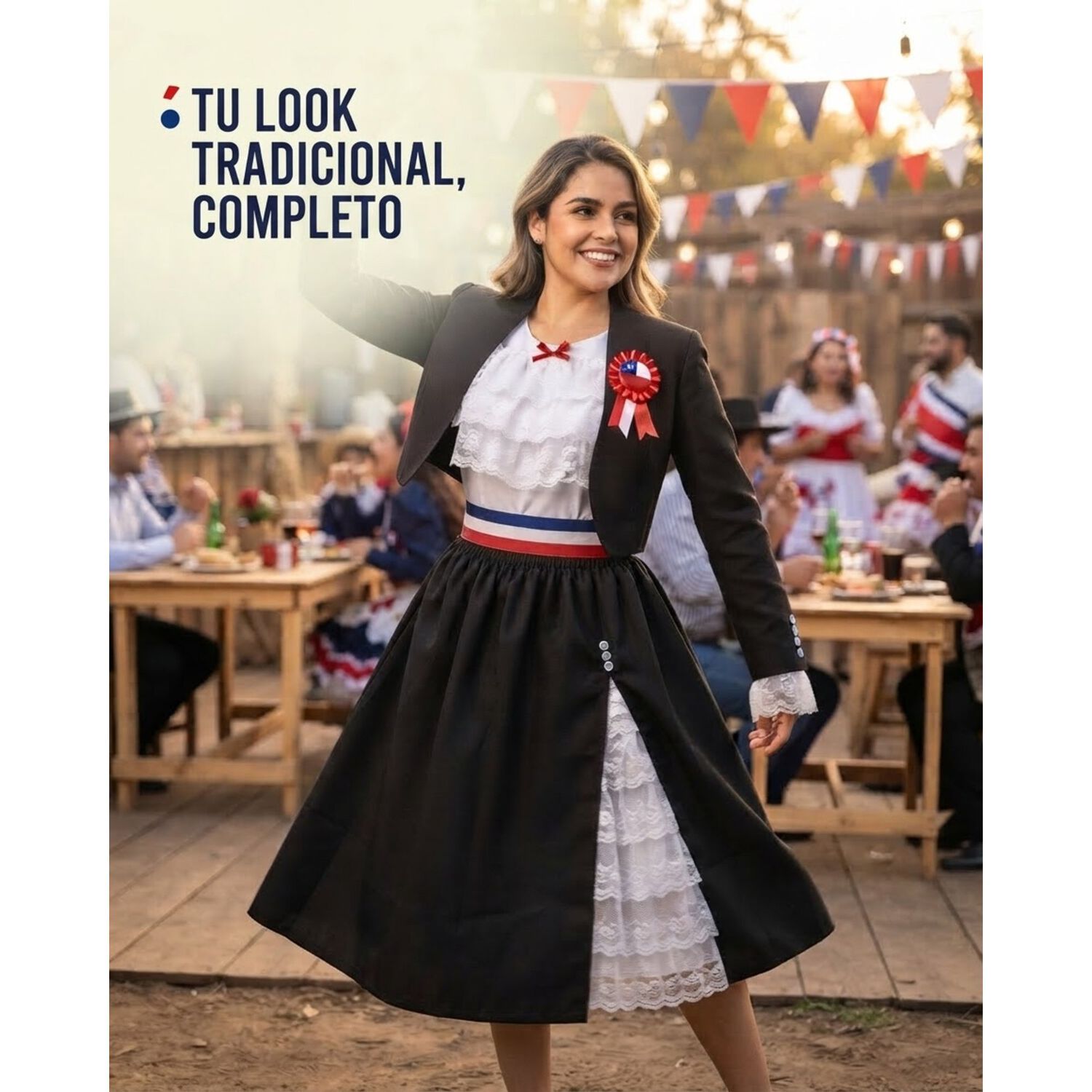 Traje Huasa Tradicional Para Ni&ntilde;as, Adultas image number 25.0