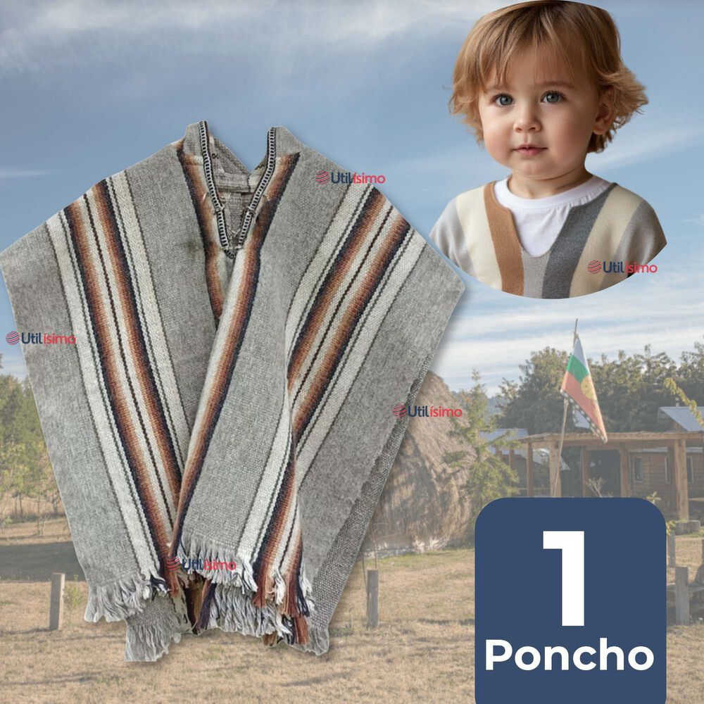 Poncho Manta Mapuche Lana Grueso Fiestas Patrias image number 0.0
