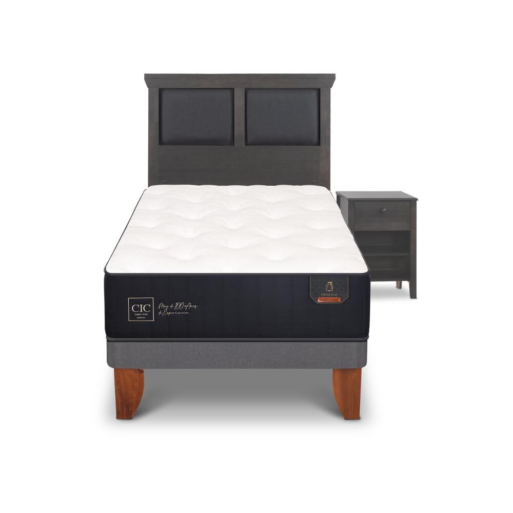 Cama Europea Cic Premium / 1.5 Plazas / Base Normal + Set De Maderas image number 0.0