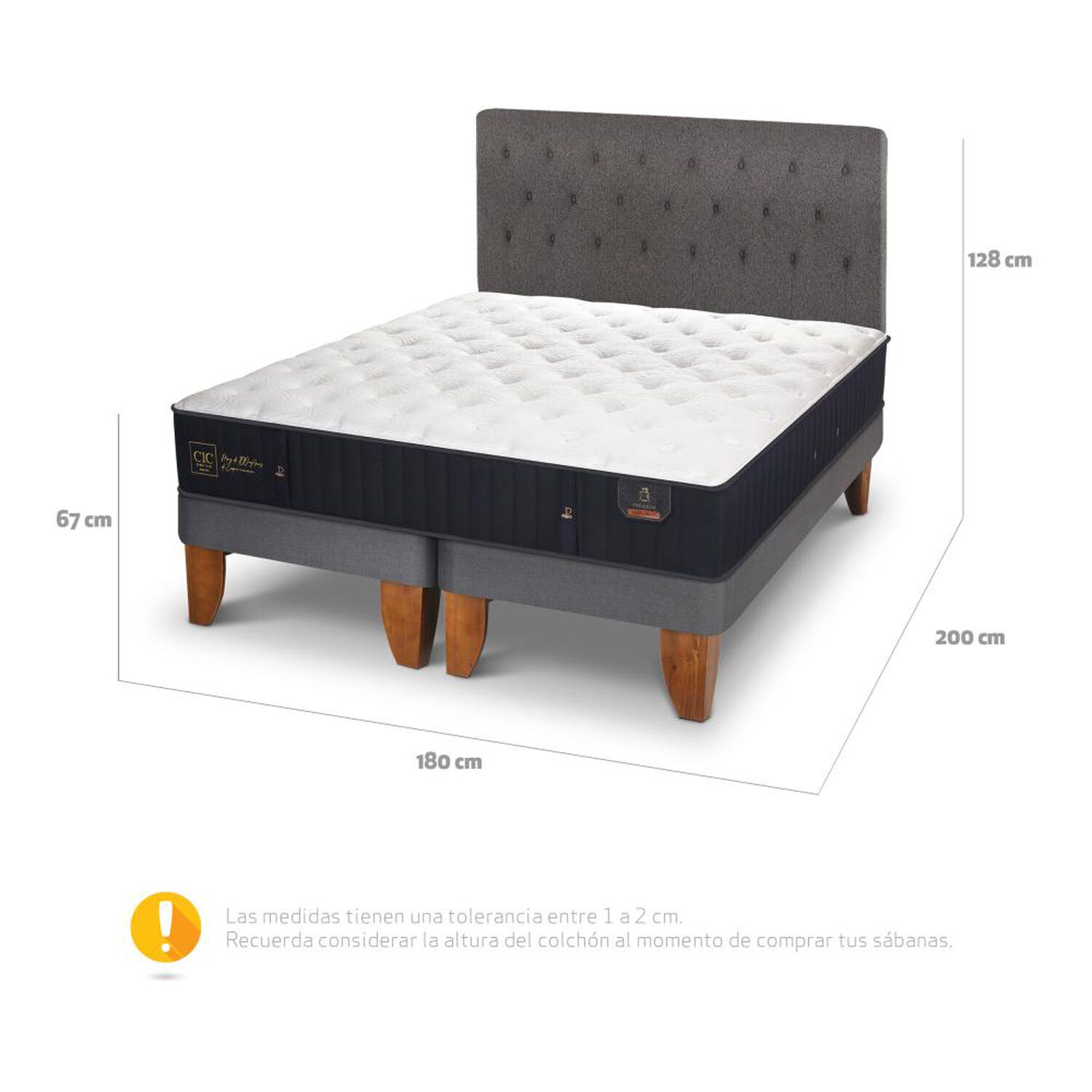 Cama Europea Cic Premium / King / Base Dividida + Respaldo image number 2.0