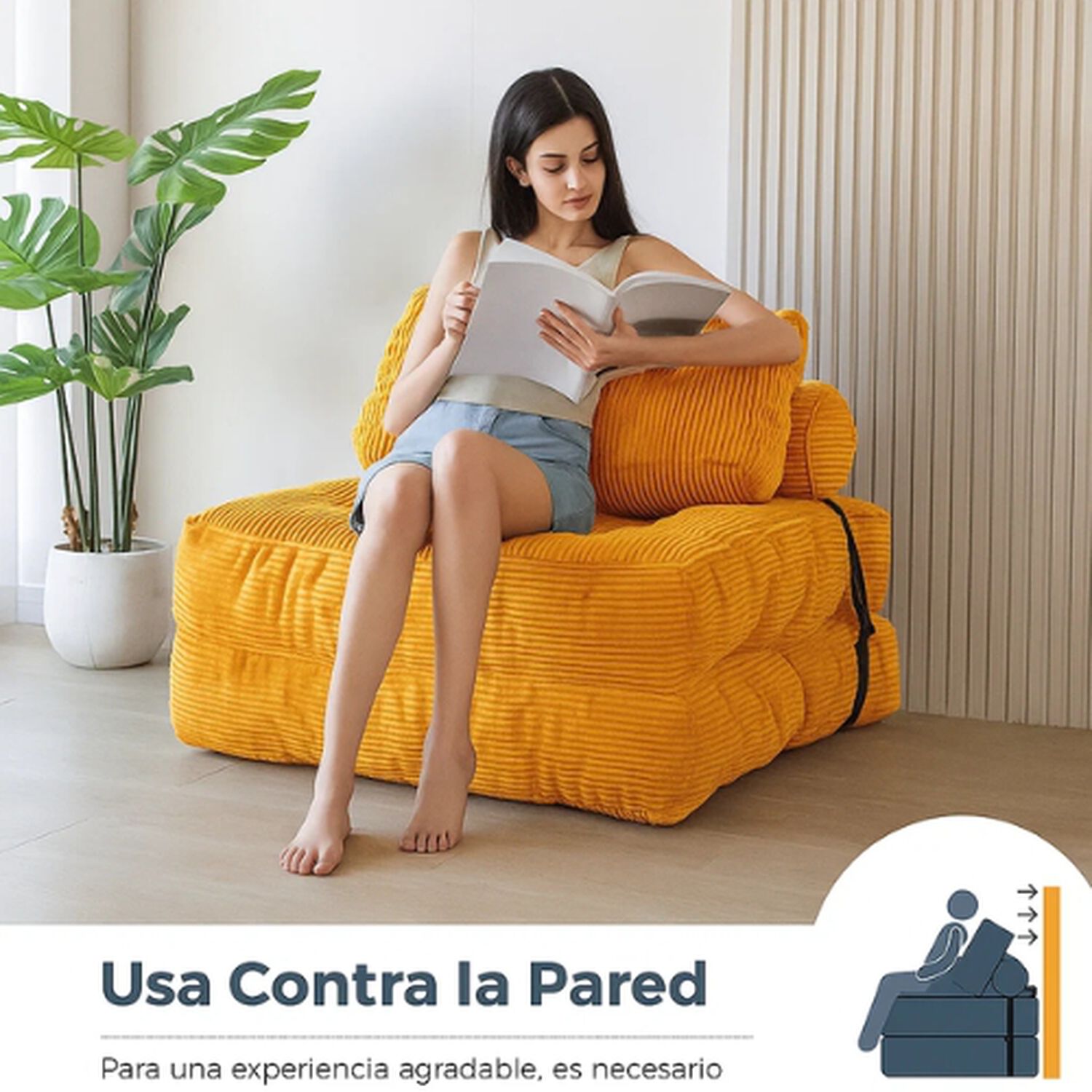 Silla Sof&aacute; Cama 190x85cm Puff Plegable Acolchada Hogar image number 1.0