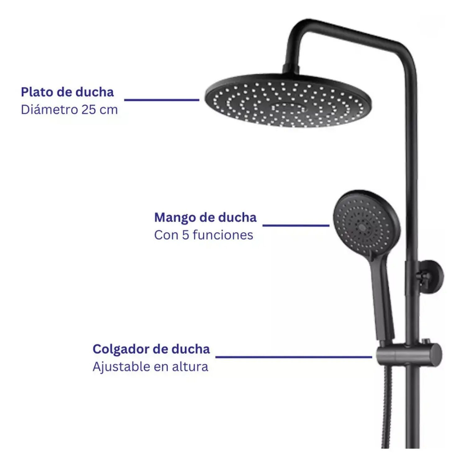 Columna De Ducha Notte Con Plato Y Monomando Taumm Color Negro image number 5.0