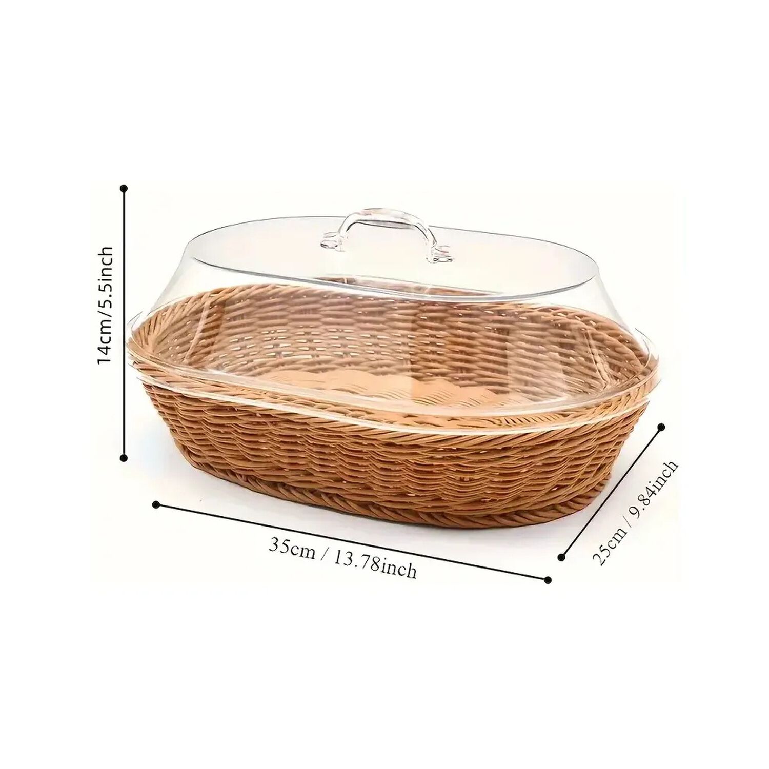 Cesta Panera Premium Rattan Cubierta Acr&iacute;lico Transparente Marr&oacute;n Trenzado image number 4.0