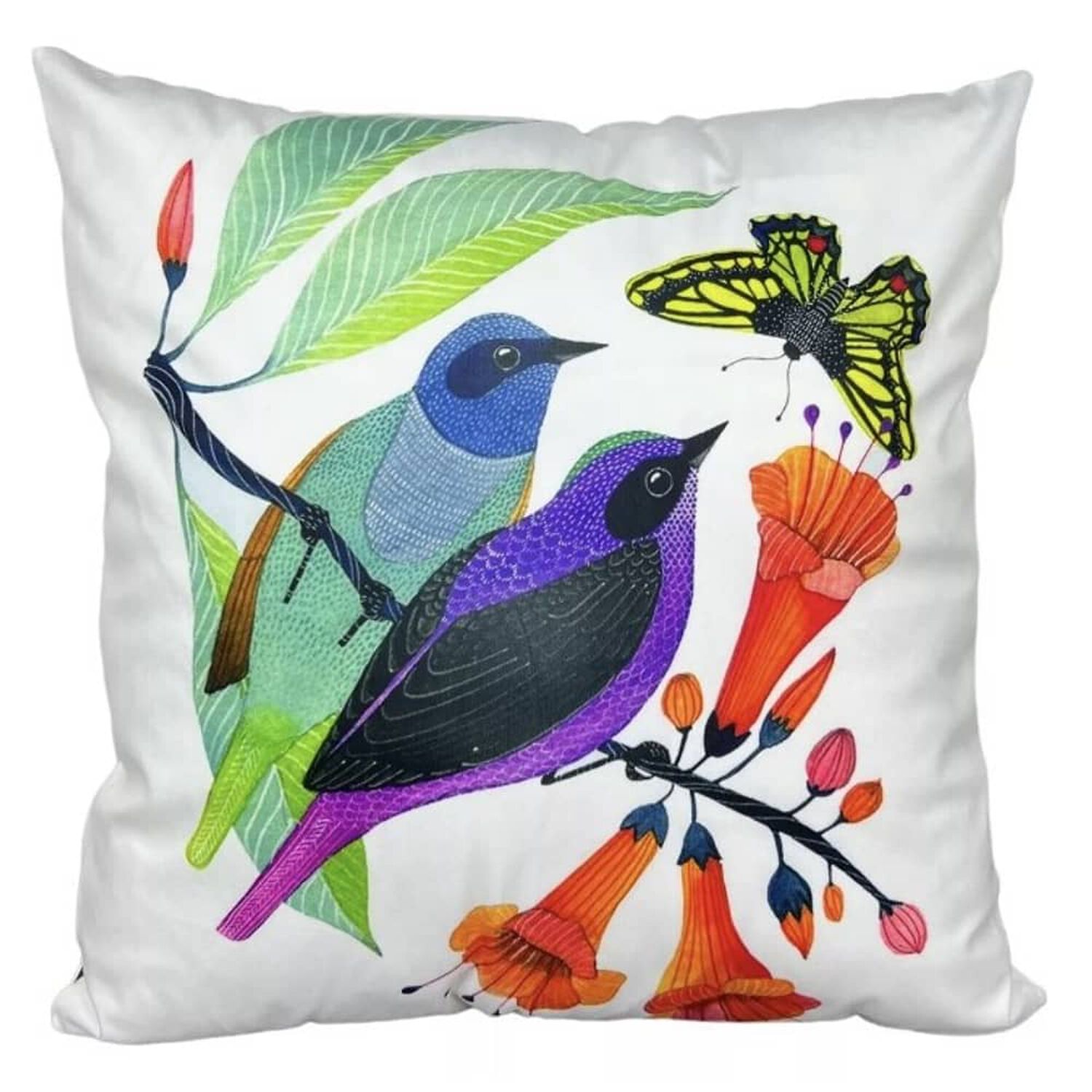 Funda Para Coj&iacute;n Felpa Dise&ntilde;o Estampado Aves 45x45cm image number 0.0