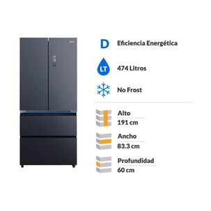 Refrigerador PERFECT FIT French Door Midea MDRFD705BIE70 / No Frost / 474 Litros / D Refrigerador PERFECT FIT French Door Midea MDRFD705BIE70 / No Frost / 474 Litros / D