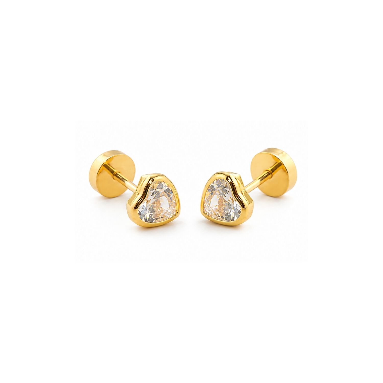 Aros Abridores Coraz&oacute;n 6mm Oro 18k Tope A Presi&oacute;n Ni&ntilde;as Jovenes image number 2.0